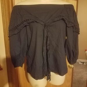 Luzabelle Off Shoulder Navy Blue Sailor Top